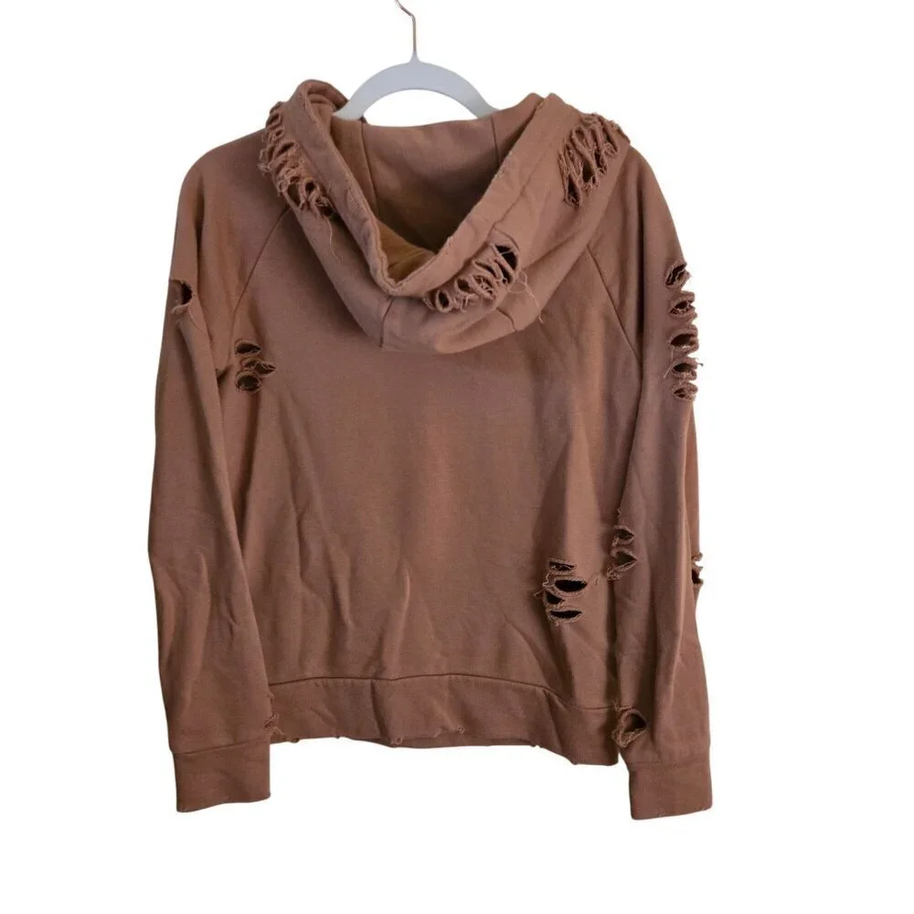 Alo Yoga Ripped Distressed Henna Rust Hoodie ASO DC Legends Size XS